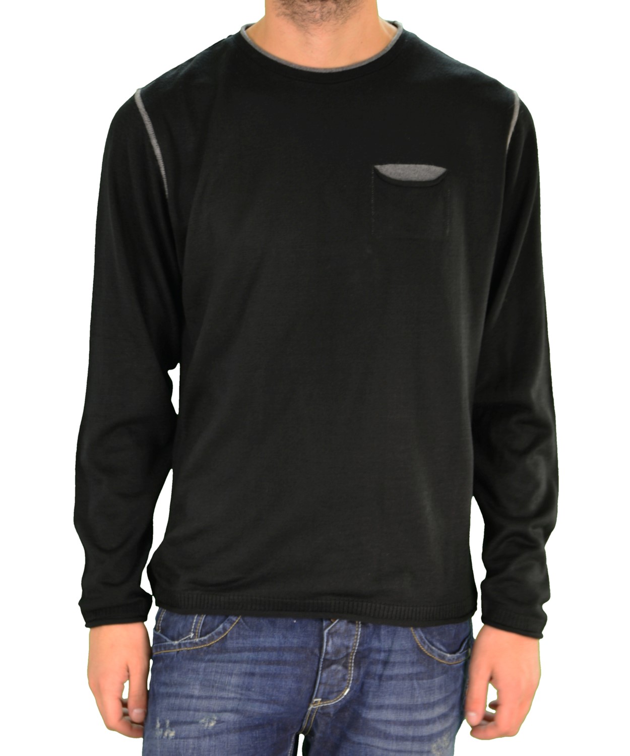 New Look μαύρη πλεκτή μακρυμάνικη μπλούζα 163400